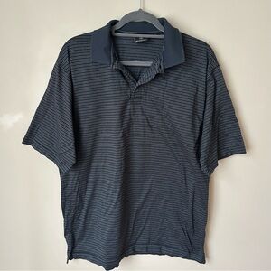 Mercedes Benz Lifestyle 100% Cotton Black Grey Stripe Polo Shirt Men’s Large